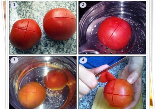 물의 온도를 조절하면 토마토 껍질을 쉽게 벗길 수 있다.