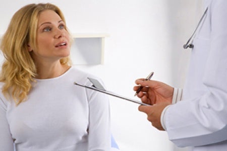 Woman goes to the doctor for lymph node inflammation