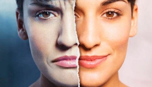Bipolar-II-Störung - geteiltes Gesicht einer Frau